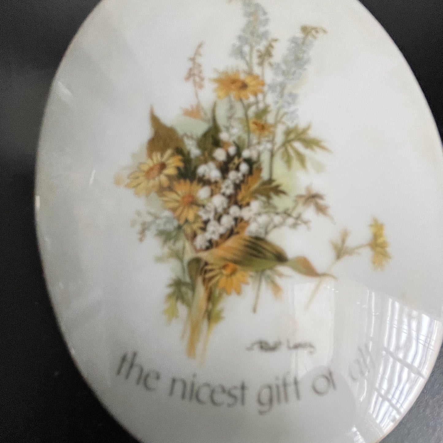 Floral Sentiments Love Is the nicest gift of All 4.5 inch Porcelain Collectible Wall Hanging