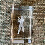 Laser Etched 3D Baseball Player Swinging A Bat Paper Weight Vintage Sports Collectible