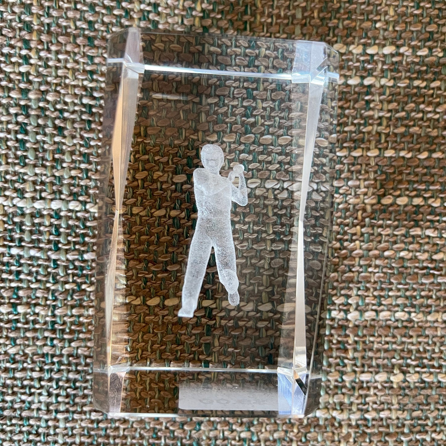 Laser Etched 3D Baseball Player Swinging A Bat Paper Weight Vintage Sports Collectible