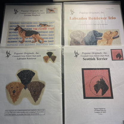 Pegasus Originals Choice of 4 Dog Counted Cross Stitch Charts See Pictures Descriptions and Variations*