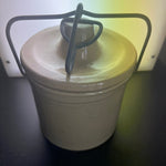 Win Schuler Restaurants Vintage Stoneware Crock with Metal Bail Stoneware Lid 5.25 by 4.75Inches