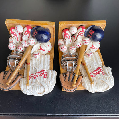 Bombastic Baseball Detailed Cast Iron Bookends Vintage Collectible Sports Memorabilia