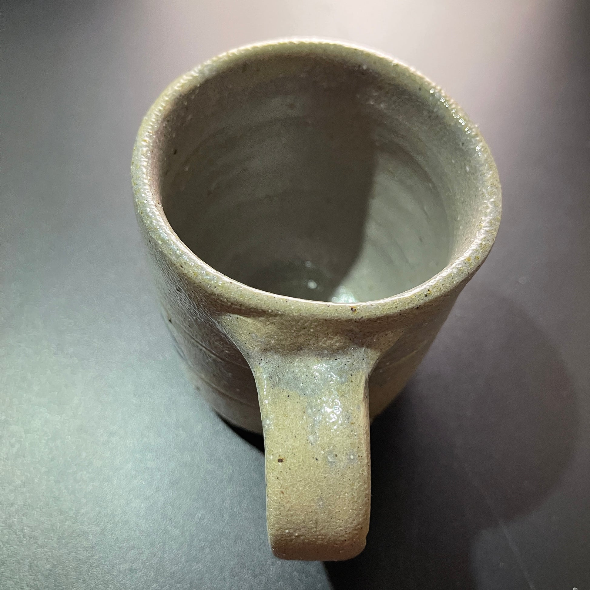 Lovely Little Stoneware Mug with Glazed Blue Flower Vintage Cottagecore Collectible Serving Ware