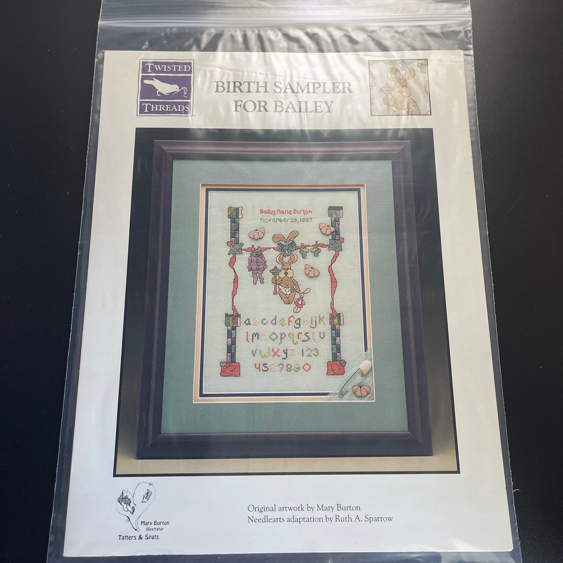 Twisted Threads Birth Sampler For bailey Counted Cross Stitch Chart