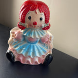 Ravishing Red Haired Rag Doll Pretty Porcelain Planter Vintage Decorative Keepsake