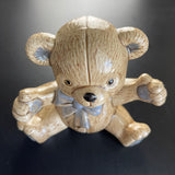 Tantalizing Teddy Bear In Blue Bow Pretty Porcelain Vintage Decorative Figurine 5 by 5 inches