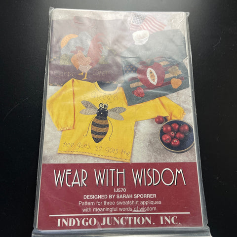 Indygo Junction Wear With Wisdom For Three Sweatshirt Appliques Vintage 1998 Sewing Pattern