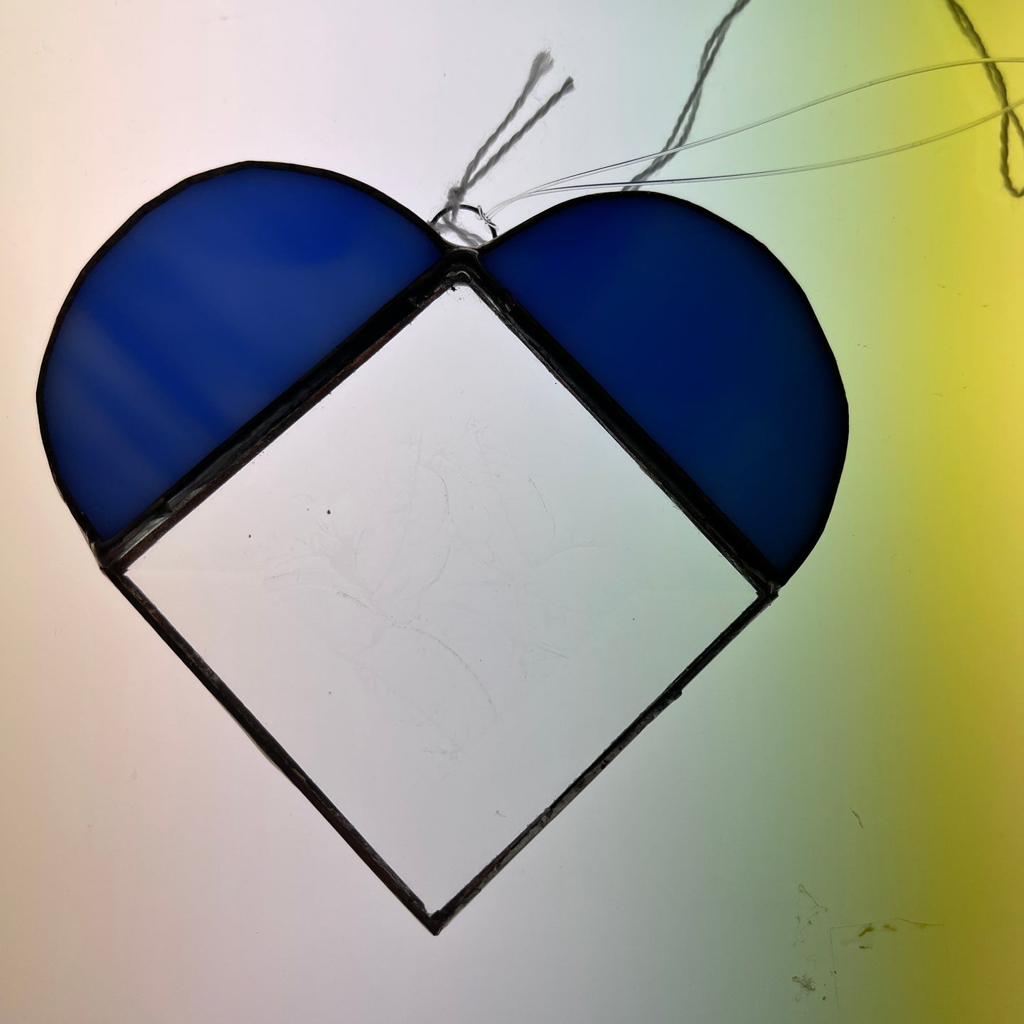 Stained Glass Beautiful Blue Heart Vintage Collectible Ornament