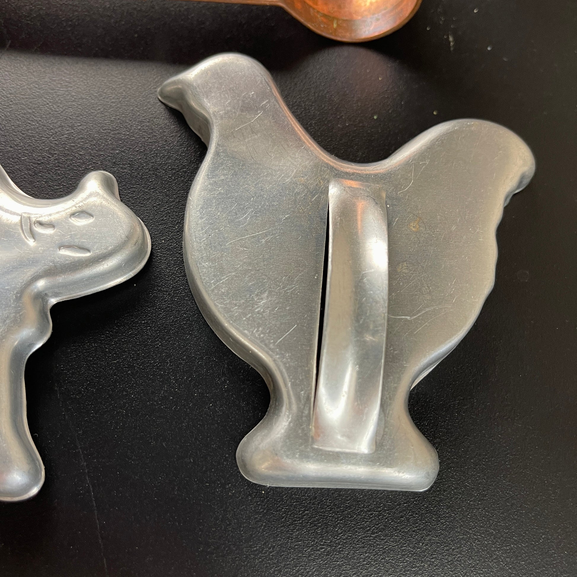 Cookie Cutters Set of 4 Dog Bone, Scared Cat, Duck, and Spade Shaped Vintage Collectible Bakeware