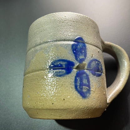 Lovely Little Stoneware Mug with Glazed Blue Flower Vintage Cottagecore Collectible Serving Ware