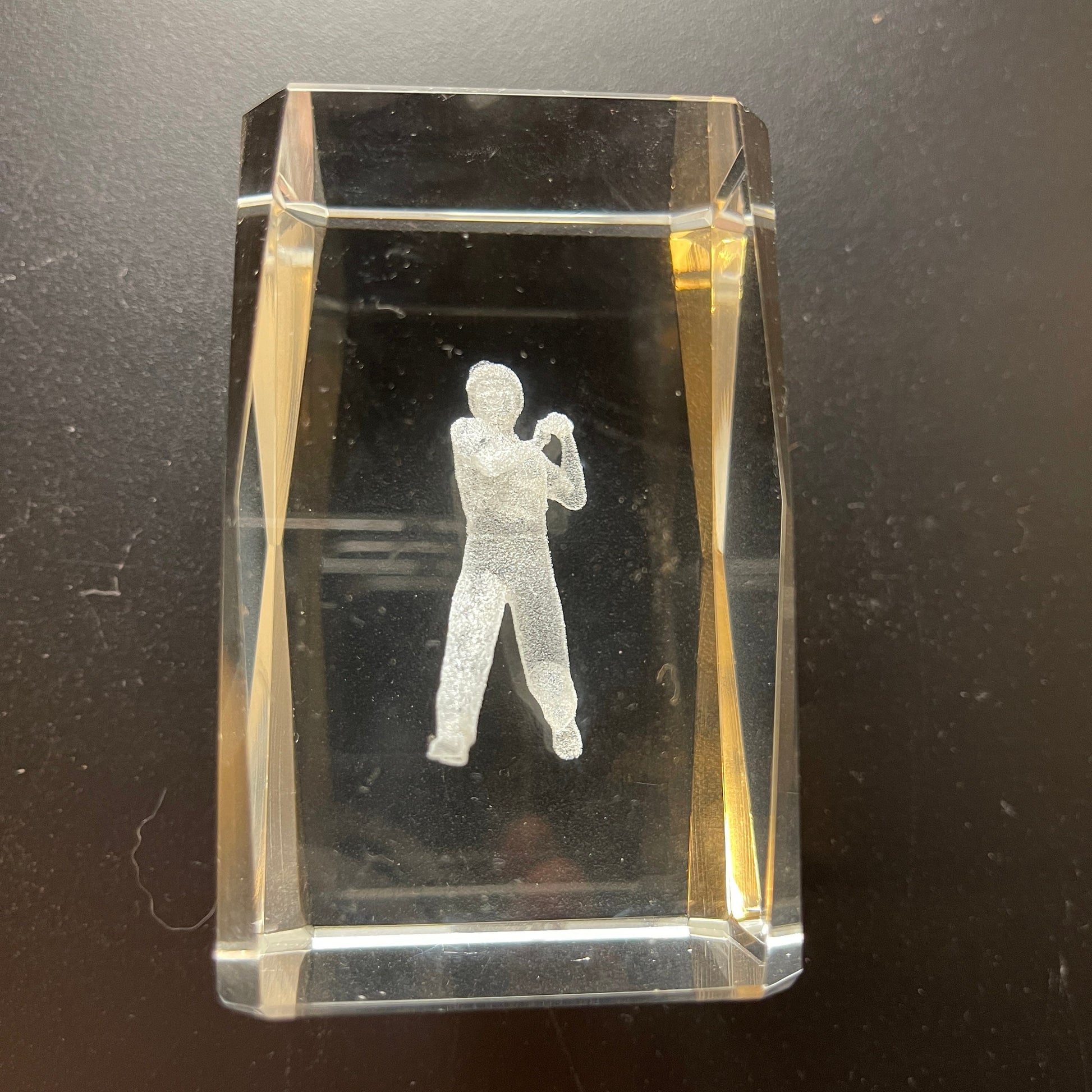 Laser Etched 3D Baseball Player Swinging A Bat Paper Weight Vintage Sports Collectible