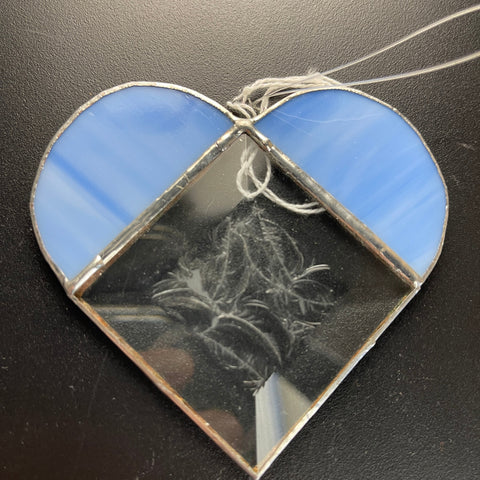 Stained Glass Beautiful Blue Heart Vintage Collectible Ornament