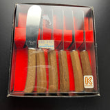 Knobler Japan Set of 6 Wooden Handle Stainless Steel Spreader Knives Vintage Serving Ware