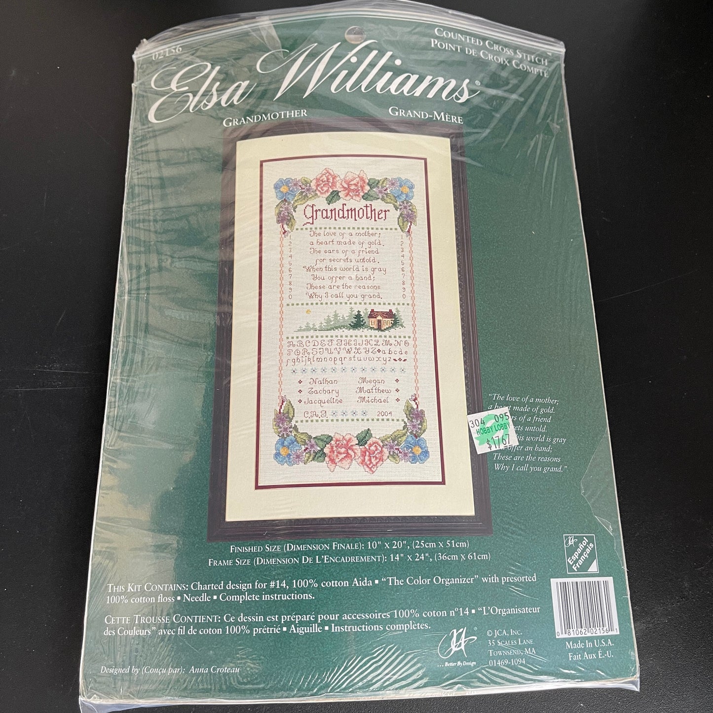 Elsa Williams Grandmother Counted Cross Stitch Kit 14 Count Ivory AIDA