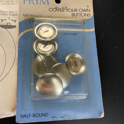 Prym Cover Your Own Buttons Lot of 5 packs 3 per pack 7/8 inch round Vintage Sewing Notions