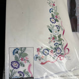 Bucilla Special Edition Blue & Violet Bouquet Pillowcase Pair 64238 Vintage 1997 Stamped Cross Stitch Kit*