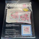 Dimensions Rose Garden Pillow Vintage 1988 Needlepoint Kit 13 by 13 inches