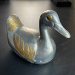 Pewter and Brass Duck Trinket Box Vintage Collectible Figurine Sculpture Keepsake Container