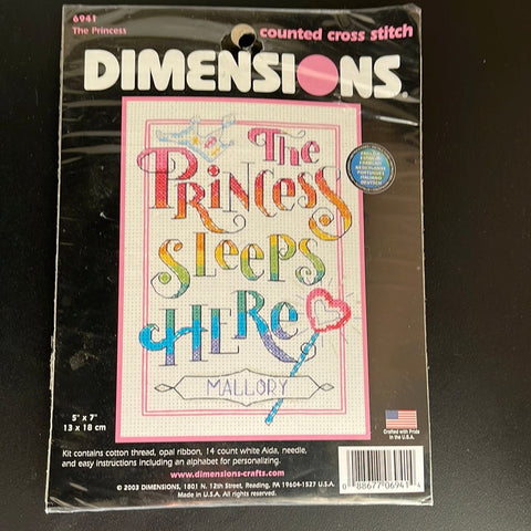Dimensions The Princess Vintage 1997 Counted Cross Stitch Kit 5 by 7 inches