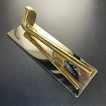 Golden Golf Club Desktop Mail Paper Business Card Clamp Memo Napkin Holder Clamp Office Accessory