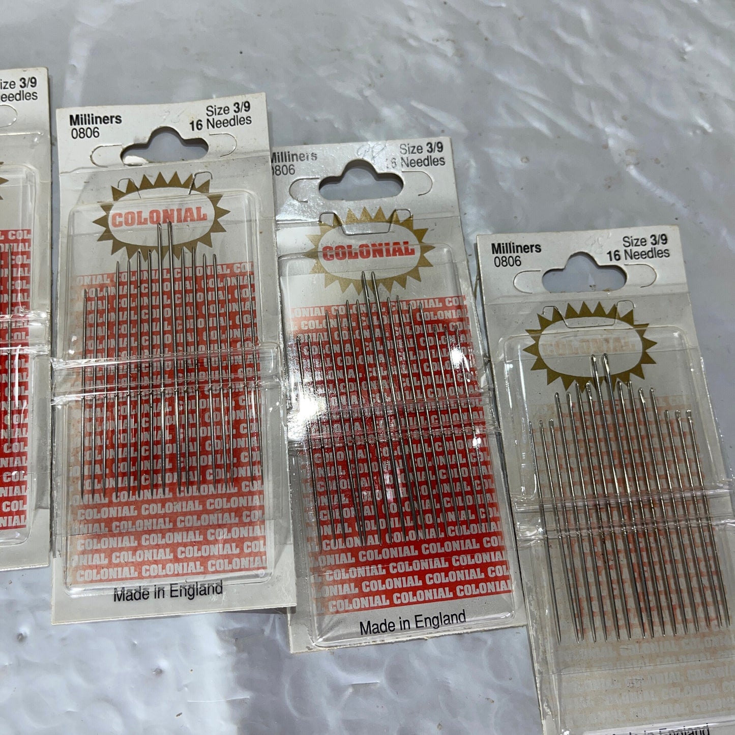 Colonial Milliners Needles Size 3/9 16 Per Pack Set Of 5 Packs (Total Of 80 Needles)