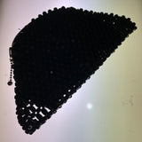Posh pearly black beaded clutch purse with loop vintage collectible fashion accessory
