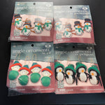 Holiday Time Set of 4 Jingle Ornaments makes 4 per pack Snowmen x2 Penguin and Elf