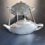 Charming Chrome Tea Kettle Tea Bag Caddy Vintage Serving Ware