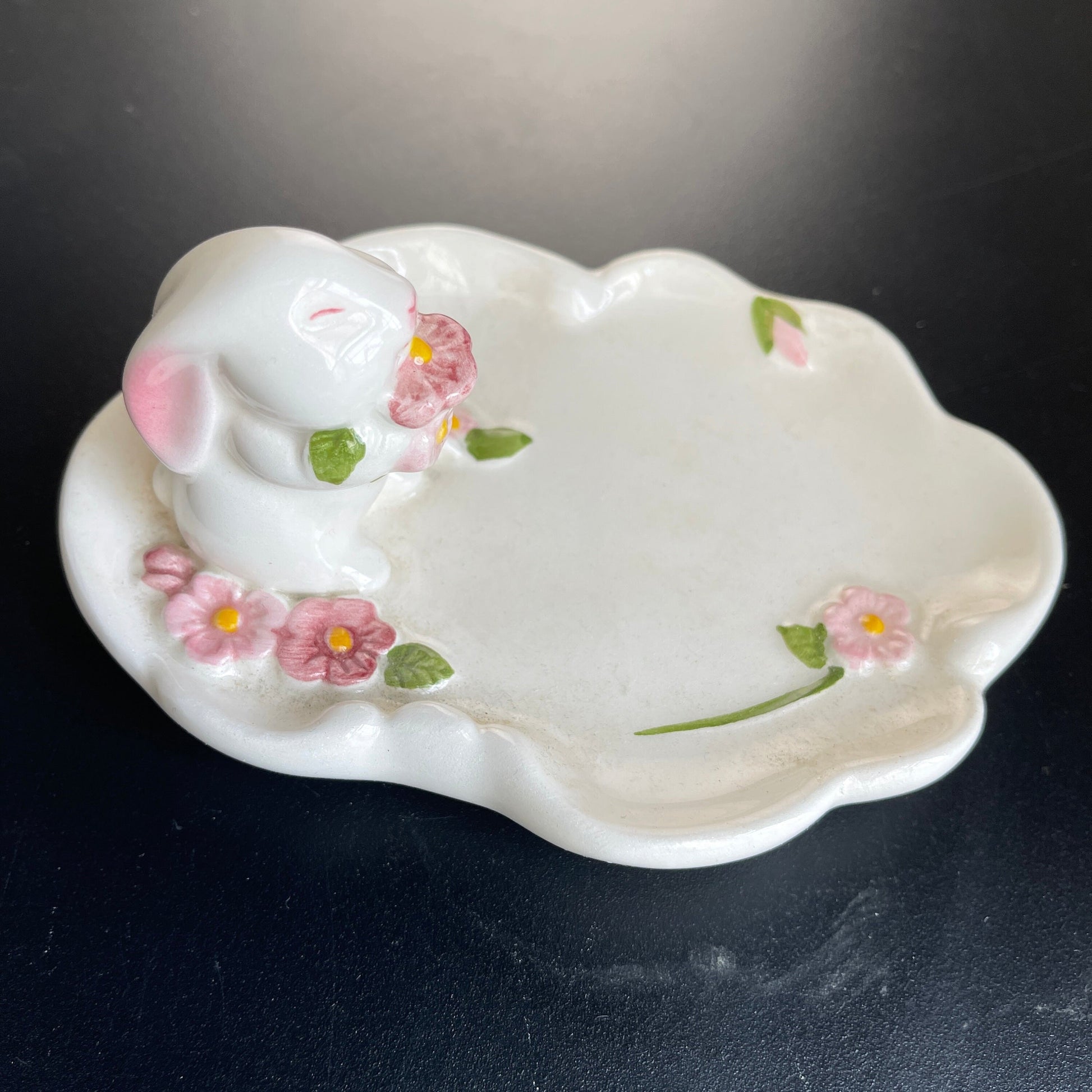 Avon Bunny Ceramic Trinket Dish Vintage 1985 Collectible Keepsake