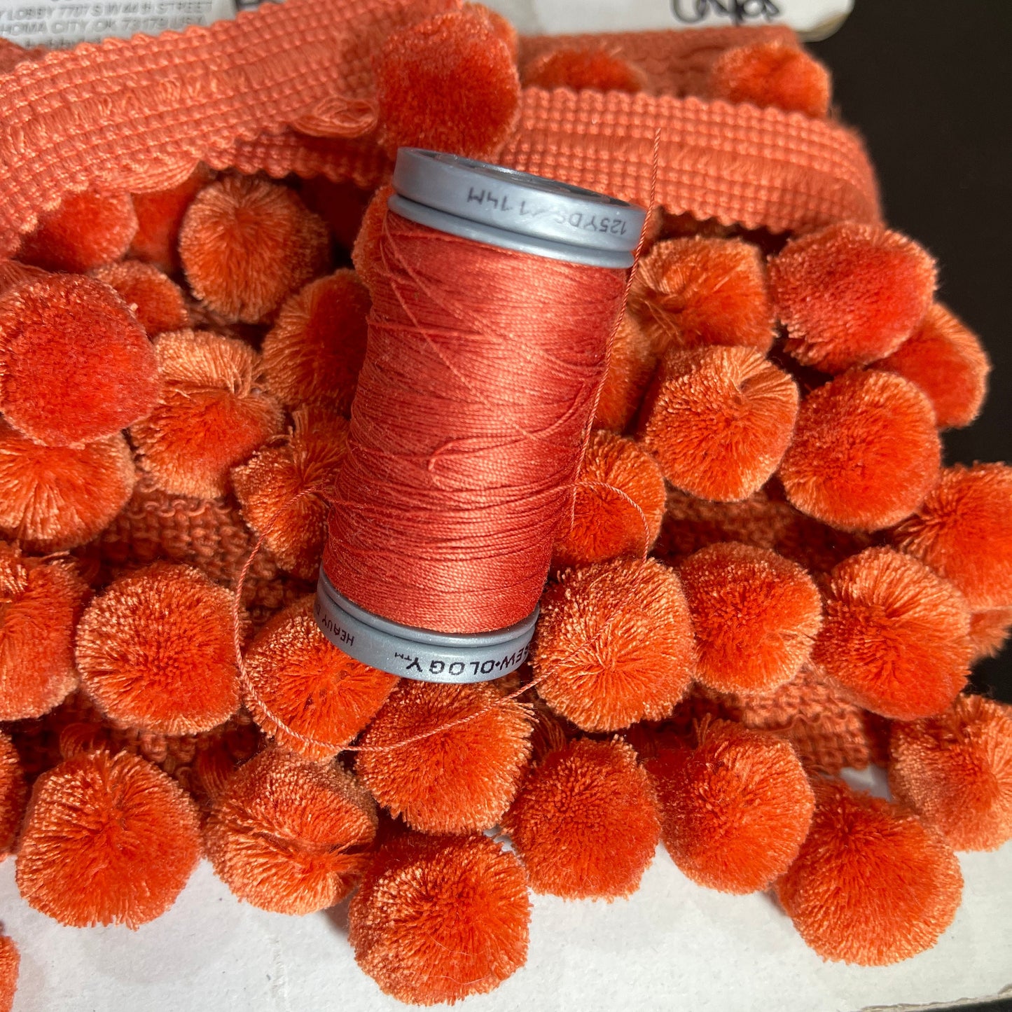 Pom-Pom Trim with Thread Corral/Orange 5 yards long 1.75 inches wide