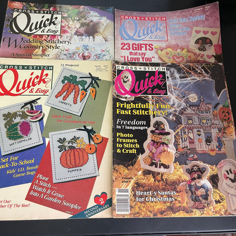 Cross Stitch Quick & Easy Mixed Lot of 4 Vintage Chart magazines See Pictures and Description*
