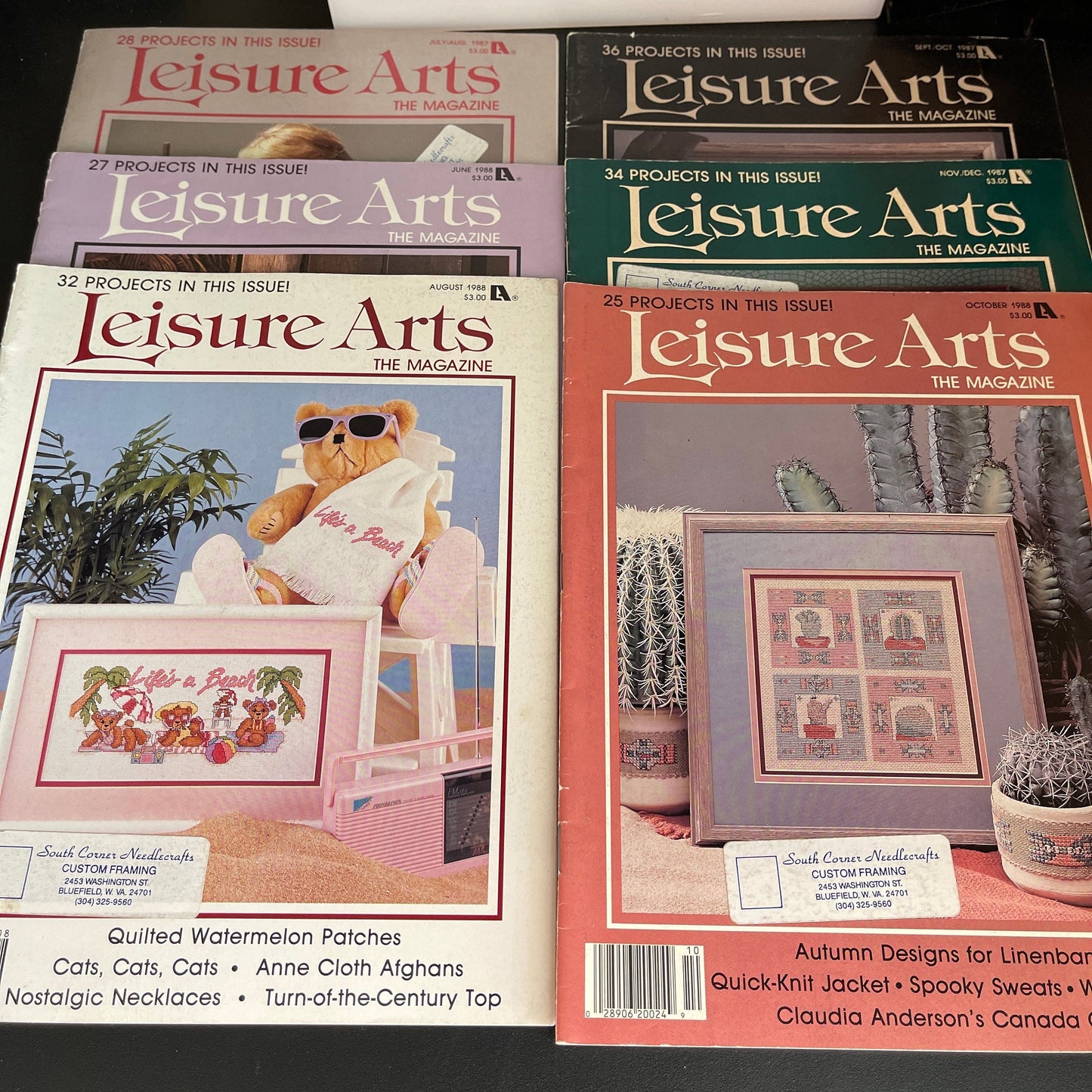 Leisure Arts the magazine 6 issues vintage 1987-1988 cross stitch charts see pictures and description*