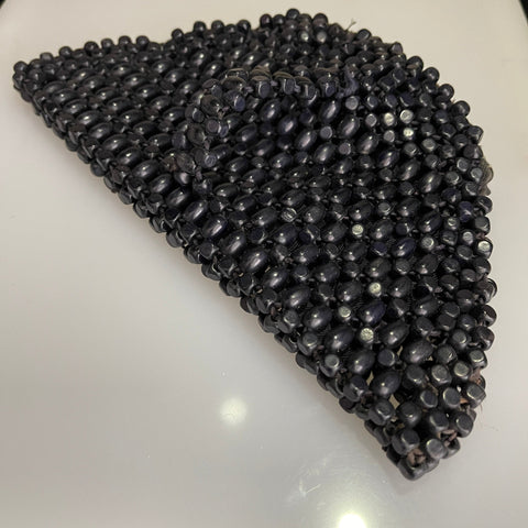 Posh pearly black beaded clutch purse with loop vintage collectible fashion accessory