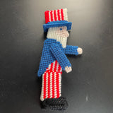 Uncle Sam plastic canvas figure 8 inches tall with bonus American Flags see pictures