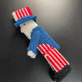 Uncle Sam plastic canvas figure 8 inches tall with bonus American Flags see pictures