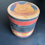Plump Chicken and Chicks round wooden vintage collectible trinket keepsake box