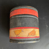 Plump Chicken and Chicks round wooden vintage collectible trinket keepsake box