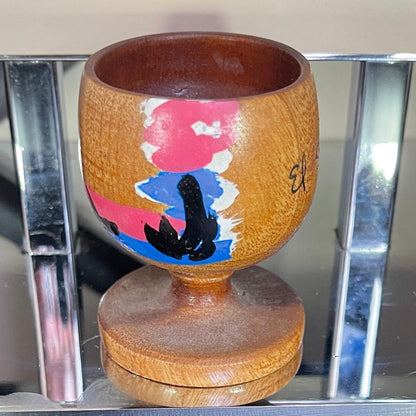 El Salvador Wooden Egg Cup Vintage Souvenir Kitchen Collectible