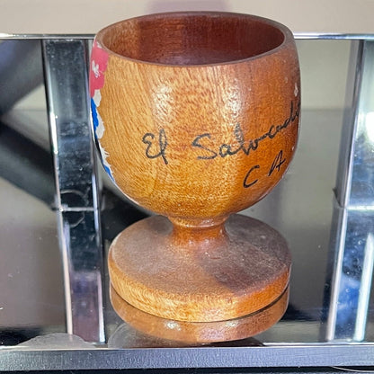 El Salvador Wooden Egg Cup Vintage Souvenir Kitchen Collectible