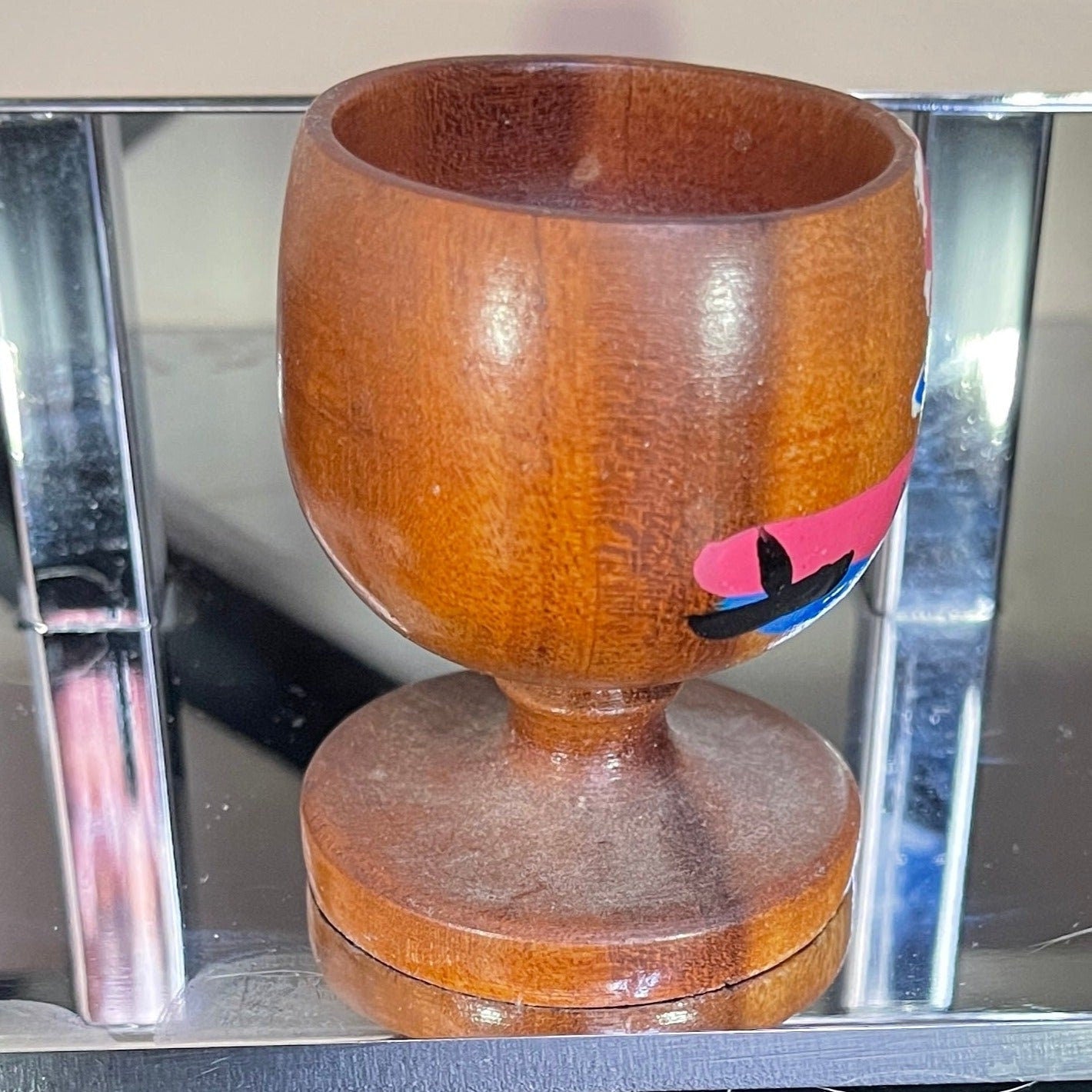 El Salvador Wooden Egg Cup Vintage Souvenir Kitchen Collectible