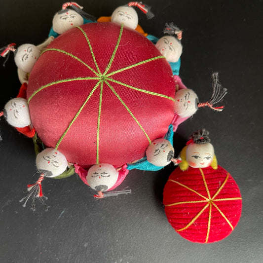 Awesome Asian inspired Tomato shaped set of 2 pin cushions