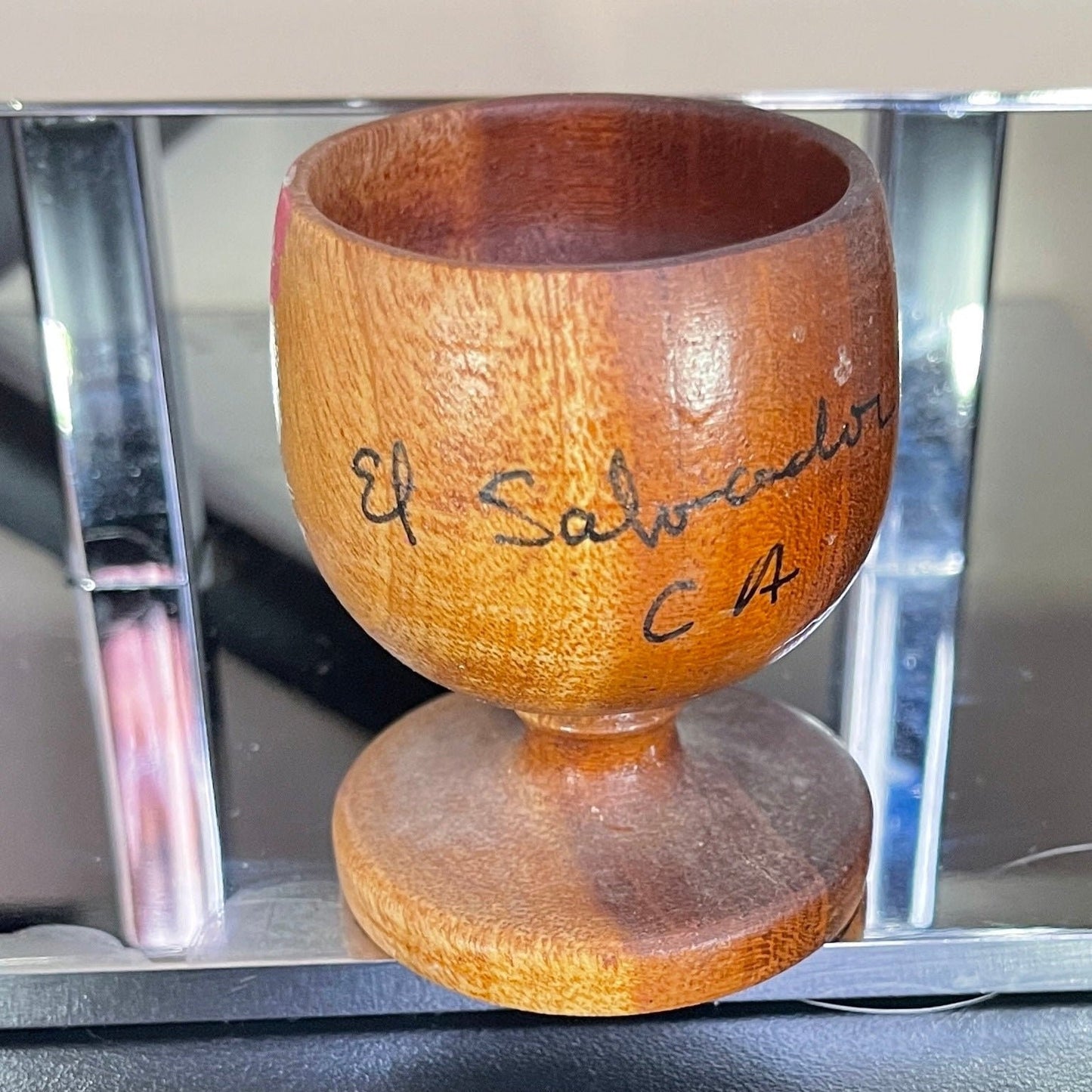 El Salvador Wooden Egg Cup Vintage Souvenir Kitchen Collectible