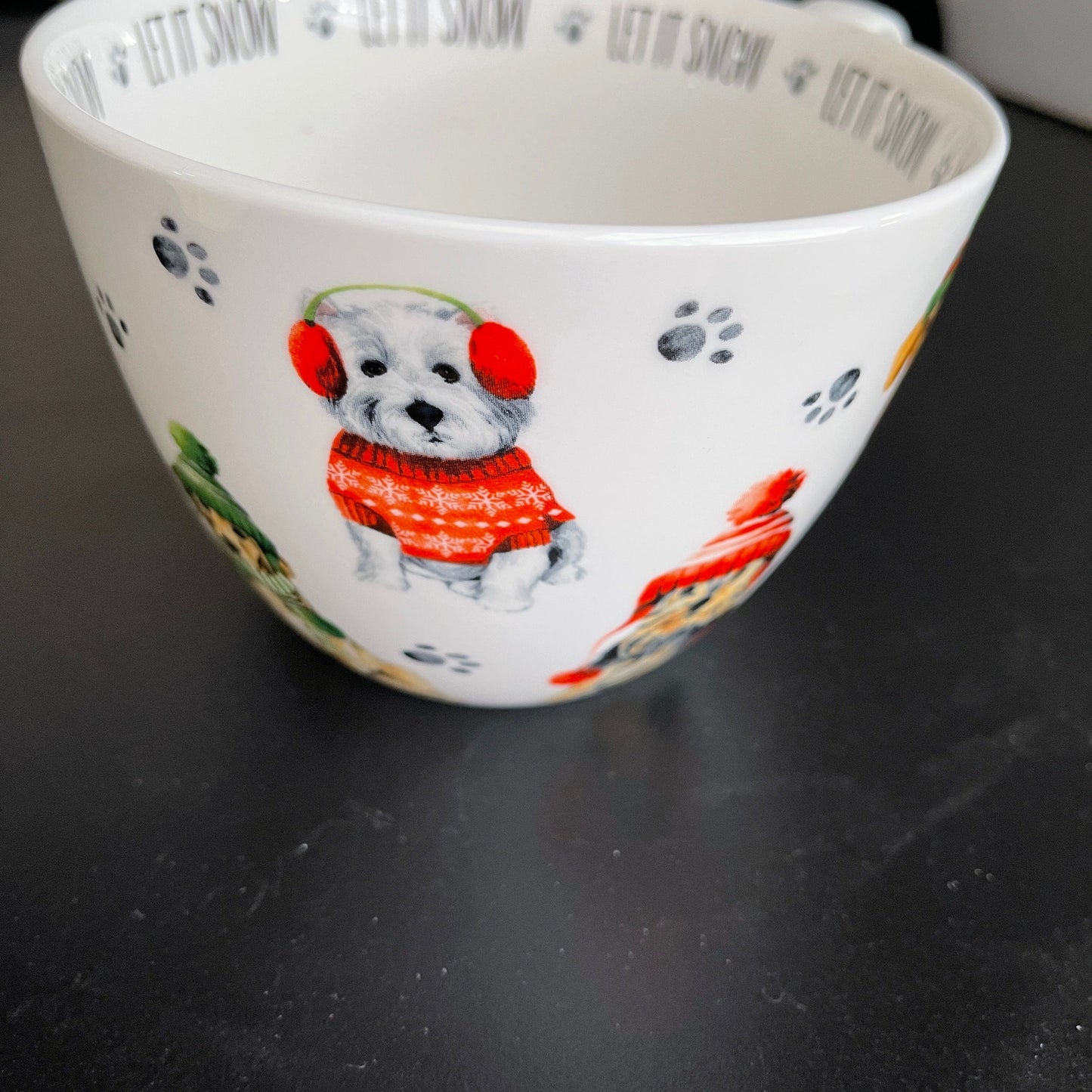 Portfolio by Design Let it Snow Puppy Bone China Designed in England vintage large cocoa/soup mug