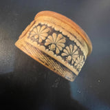 Spectacular St. Petersburg Russia ornately carved wooden little round box vintage keepsake collectible