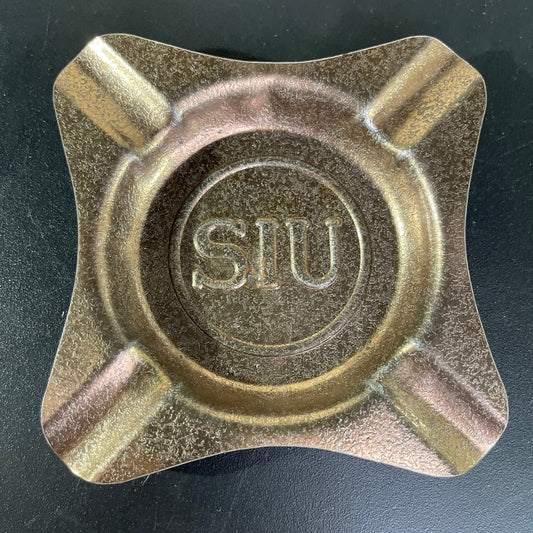 Southern Illinois University SIU Gold-tone ashtray vintage tobacciana collectible