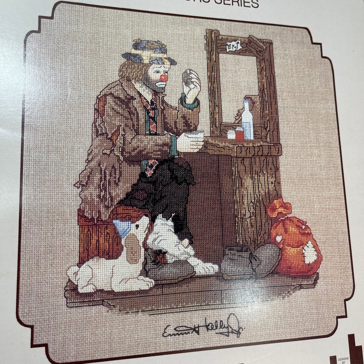 The Emmett Kelly Collectors Series Making Up vintage 1991 Designs by Judith Lynn cross stitch chart