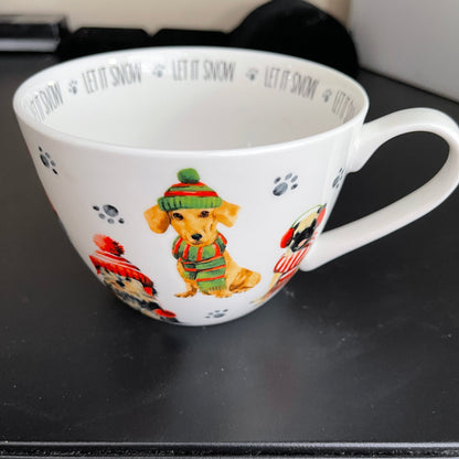 Portfolio by Design Let it Snow Puppy Bone China Designed in England vintage large cocoa/soup mug