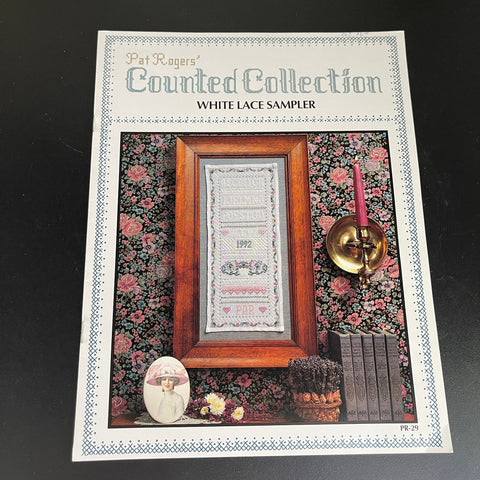 Pat Rogers&#39; Counted Collection White Lace Sampler vintage 1992 counted cross stitch chart