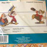 Disney&#39;s, Snow White and the Seven Dwarfs, Play Ball, Counted Cross Stitch Kit Complete with 18 count White Aida, Floss*