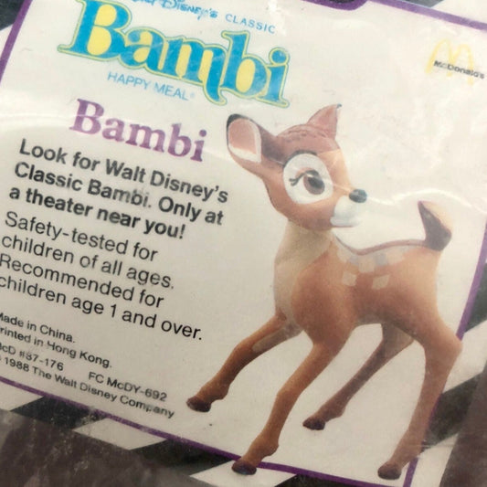 Disney’s Bambi, Walt Disney Classic, Vintage Collectible 1988, McDonalds, Happy Meal Toy, Sealed, NIP